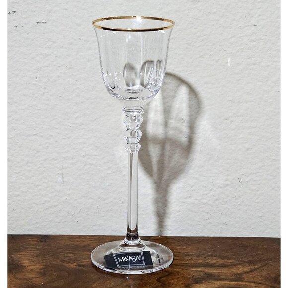 Mikasa Sonata Gold Cordial Glass 6.75" Lead Crystal 2oz Austria elegant vtg - Picture 1 of 6